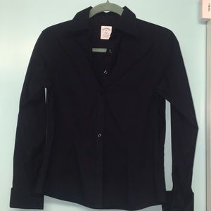 Brooks Brothers Petite Navy Blouse No Iron Sz 4p